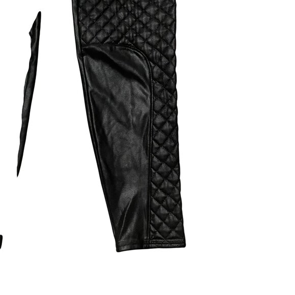 Spanx Quilted Faux Leather Shiny Moto Leggings Women's Size Large Black - Picture 11 of 13